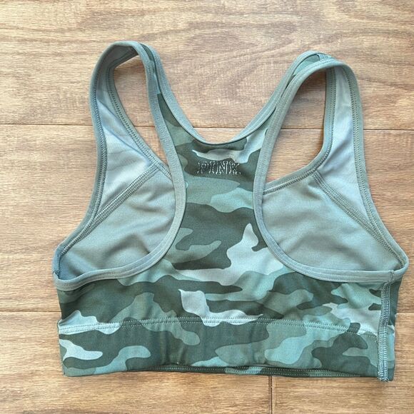 PINK Ultimate Victoria's Secret Sports Bra Size XS Camo Green Ultimate Unlined - Picture 2 of 7